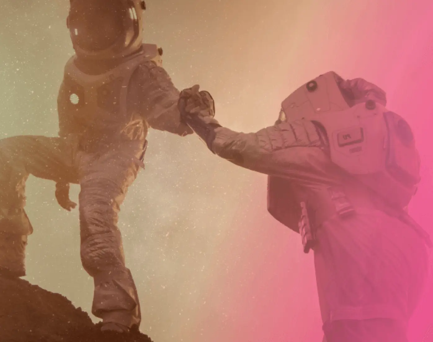 astronauts help each other